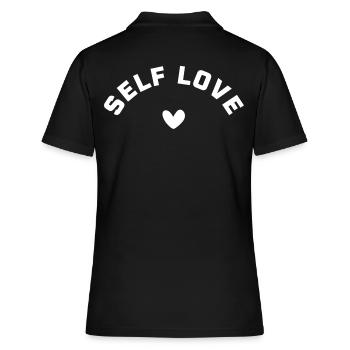 Self-love with heart – SELF LOVE - Women's Polo Shirt - black - Back - Ailine (174cm)