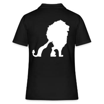 Katze und Löwe - Frauen Polo Shirt - Schwarz - Hinten - Ailine (174cm)