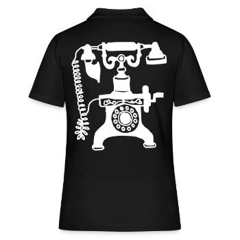 Telefon - Frauen Polo Shirt - Schwarz - Hinten - Ailine (174cm)