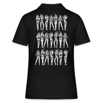 2reborn sexy Pin Up Girls Models Lingerie wh - Frauen Polo Shirt - Schwarz - Hinten - Ailine (174cm)