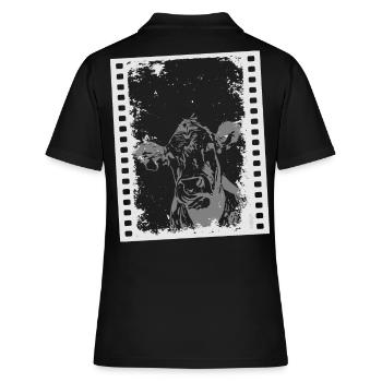 2reborn Blue Cow Kuh Tier Cowanimal Moviestar 001 - Frauen Polo Shirt - Schwarz - Hinten - Ailine (174cm)