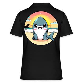 Requin détendu sur la plage - Polo Femme - noir - Dos - Ailine (174cm)