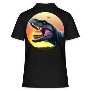 Cheeseburger Dinosauerier - Frauen Polo Shirt - Schwarz - Hinten - Ailine (174cm)