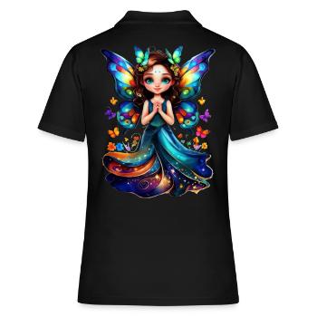 Charmante fée papillon - Polo Femme - noir - Dos - Ailine (174cm)