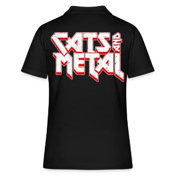 Katzen und Metal | In Heavy-Metal-Schrift - Frauen Polo Shirt - Schwarz - Hinten - Ailine (174cm)