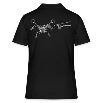 Motorcycle Handlebar Index Finger God - Women's Polo Shirt - black - Back - Ailine (174cm)