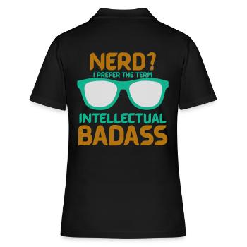 nerd - Frauen Polo Shirt - Schwarz - Hinten - Ailine (174cm)
