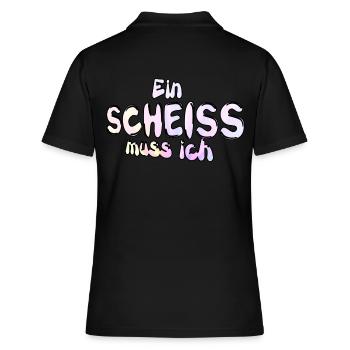 Ein Scheiss muss ich witzig Spruch - Frauen Polo Shirt - Schwarz - Hinten - Ailine (174cm)