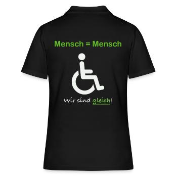 Wir sind gleich! Mensch ist mensch - Frauen Polo Shirt - Schwarz - Hinten - Ailine (174cm)