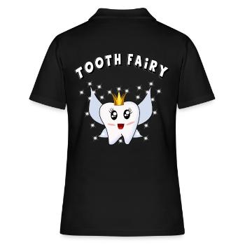tee-shirt dentaire fée dentaire dentiste infirmière dentaire - Polo Femme - noir - Dos - Ailine (174cm)