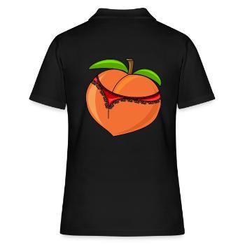 Lustiger Pfirsich mit Tanga - Frauen Polo Shirt - Schwarz - Hinten - Ailine (174cm)