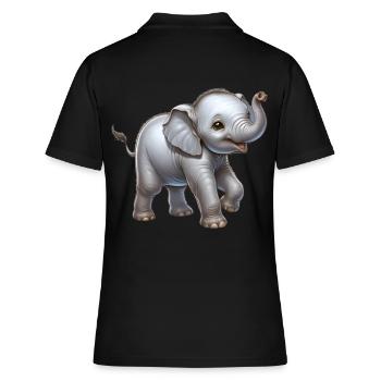 Conception d’éléphant mignon (bébé éléphant) - Polo Femme - noir - Dos - Ailine (174cm)