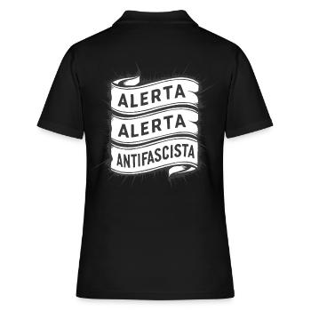 FCKNZS Gegen Faschismus - Frauen Polo Shirt - Schwarz - Hinten - Ailine (174cm)