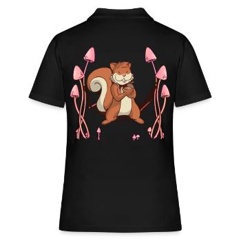 Eichhörnchen Waldtiere Hängematte. - Frauen Polo Shirt - Schwarz - Hinten - Ailine (174cm)