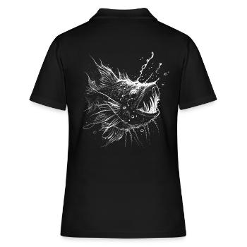 Poisson-grenouille, poisson d’eau profonde en blanc sur noir - Polo Femme - noir - Dos - Ailine (174cm)