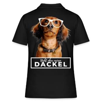 Nicht ohne meinen Dackel - Dackel mit Brille - Frauen Polo Shirt - Schwarz - Hinten - Ailine (174cm)