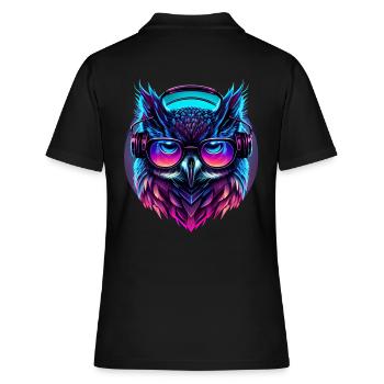 Musique électronique Retrowave Synthwave Outrun Owl - Polo Femme - noir - Dos - Ailine (174cm)