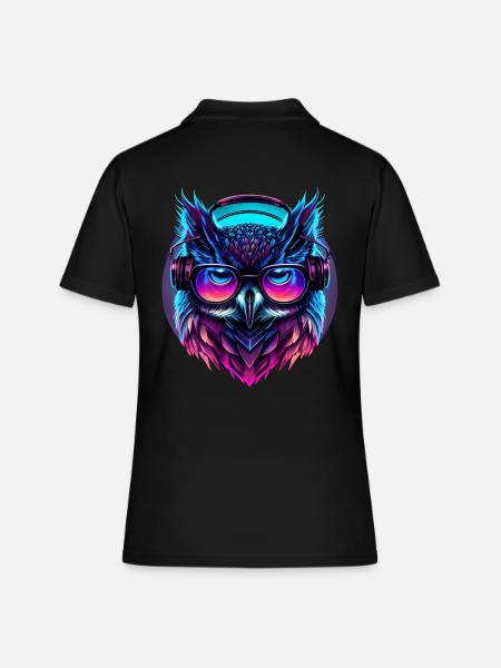 Musique électronique Retrowave Synthwave Outrun Owl - Polo Femme - noir