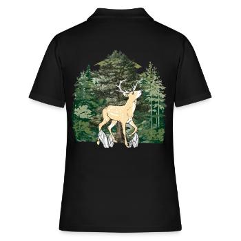 forêt, habitant de la forêt, cerf, orignal, Suède, bois, sauvage - Polo Femme - noir - Dos - Ailine (174cm)