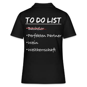 To do liste Bachelor Abschluss feier Kostüm - Frauen Polo Shirt - Schwarz - Hinten - Ailine (174cm)