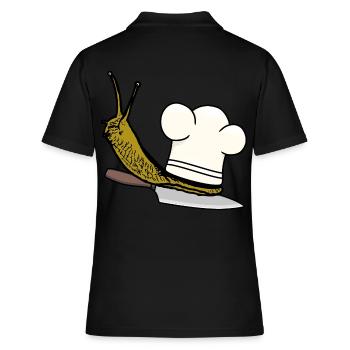 Escargot de cuisine visqueux Chef chapeau de chef succès - Polo Femme - noir - Dos - Ailine (174cm)