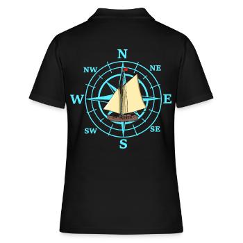 Kompass Segelschiff Schiff Schiffe Reise - Frauen Polo Shirt - Schwarz - Hinten - Ailine (174cm)