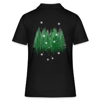 zauberhaft Natur Wald Fichten Tannen Baum Bäume - Frauen Polo Shirt - Schwarz - Hinten - Ailine (174cm)