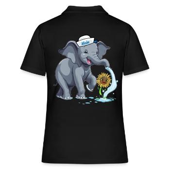 Elefant Elefanten maritim - Frauen Polo Shirt - Schwarz - Hinten - Ailine (174cm)