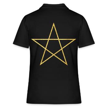Pentacle symbole de protection et de magie - Polo Femme - noir - Dos - Ailine (174cm)