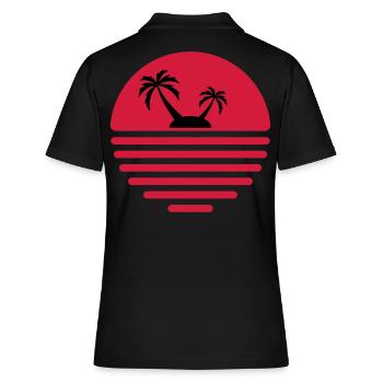 81 Sonne Insel Meer Palmen - Frauen Polo Shirt - Schwarz - Hinten - Ailine (174cm)