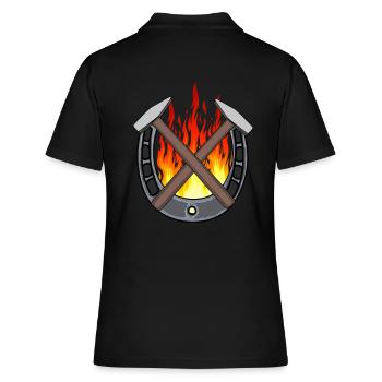 Hufeisen Berufe Schmied Hufschmied Gewerbe feurig - Frauen Polo Shirt - Schwarz - Hinten - Ailine (174cm)