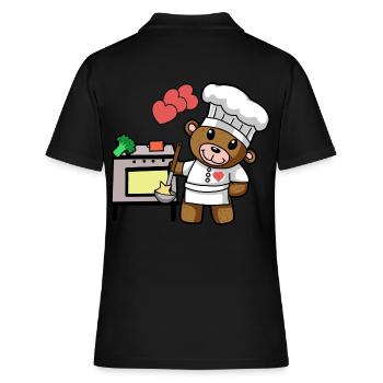 Ours en peluche Chef Cuisine Arts culinaires Restaurant Cuisine - Polo Femme - noir - Dos - Ailine (174cm)