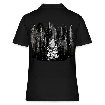 Wildnis Waldtiere magisch Winter Xmas Schnee Eule - Frauen Polo Shirt - Schwarz - Hinten - Ailine (174cm)
