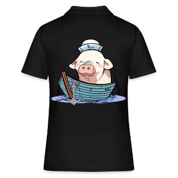 Sailor, Boat, Captain, Sailor, Piggy, Piglet - Women's Polo Shirt - black - Back - Ailine (174cm)
