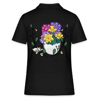 Printemps Nature Nature Nature Oeuf de Pâques Bonne Fleur de Pâques - Polo Femme - noir - Dos - Ailine (174cm)