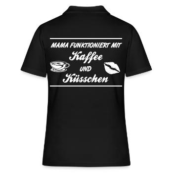 Mama funktioniert mit Kaffee und Küsschen, Mutter - Frauen Polo Shirt - Schwarz - Hinten - Ailine (174cm)