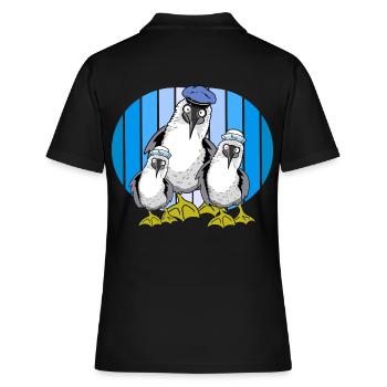 Seevögel Matrosen Möwen Möwe maritim - Frauen Polo Shirt - Schwarz - Hinten - Ailine (174cm)