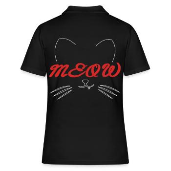 Meow Cat Face Funny Cat Face For Cat Fans - Polo Femme - noir - Dos - Ailine (174cm)