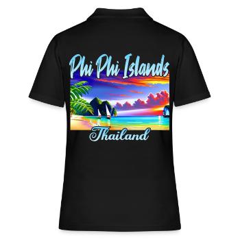 Phi Phi Islands - Frauen Polo Shirt - Schwarz - Hinten - Ailine (174cm)