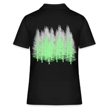Wald Bäume Nadelwald Tannen Fichten Natur - Frauen Polo Shirt - Schwarz - Hinten - Ailine (174cm)