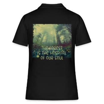 Forêt âme guérison nature arbre arbres vert poumons - Polo Femme - noir - Dos - Ailine (174cm)