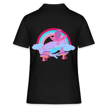 Magisch Regenbogen Kröte Frosch Zauberer Frösche - Frauen Polo Shirt - Schwarz - Hinten - Ailine (174cm)