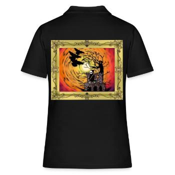 Moyen Age Château Sorcière Heure Halloween Horreur - Polo Femme - noir - Dos - Ailine (174cm)