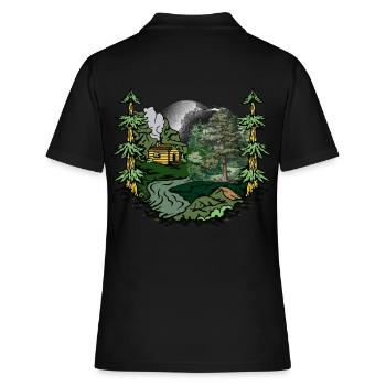 forêt, cabane, nature, habitant de la forêt, amoureux de la nature, alpage - Polo Femme - noir - Dos - Ailine (174cm)