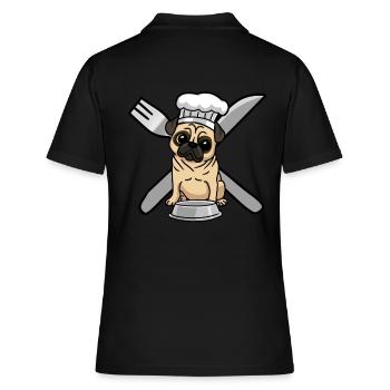 Mops Leben Hund Hunde hungrig kochen - Frauen Polo Shirt - Schwarz - Hinten - Ailine (174cm)