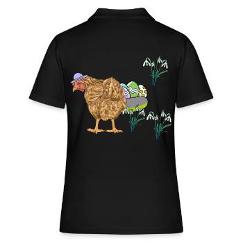Huhn Federvieh Eier Nest Ostereier Ostern - Frauen Polo Shirt - Schwarz - Hinten - Ailine (174cm)