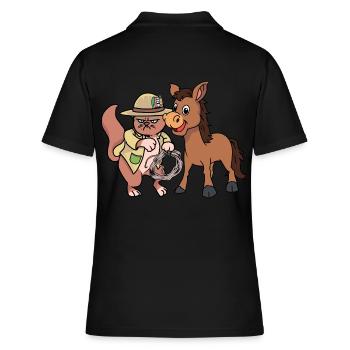 Katze Katzen Wilder Westen Muli Esel Katzen - Frauen Polo Shirt - Schwarz - Hinten - Ailine (174cm)