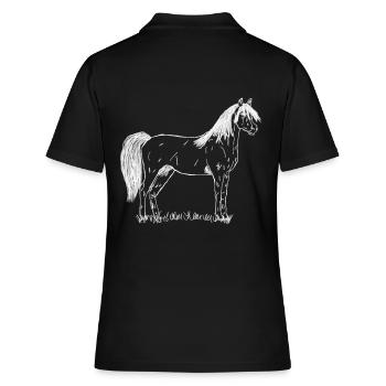 Pferd - Frauen Polo Shirt - Schwarz - Hinten - Ailine (174cm)