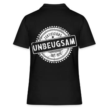Zertifiziert Unbeugsam Seit 1970 Slogan Stolz - Frauen Polo Shirt - Schwarz - Hinten - Ailine (174cm)