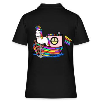 Rainbow Unicorns Sailors Rainbow Flag - Women's Polo Shirt - black - Back - Ailine (174cm)